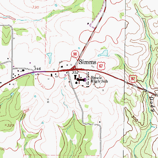 Topographic Map of Bowie High School, TX
