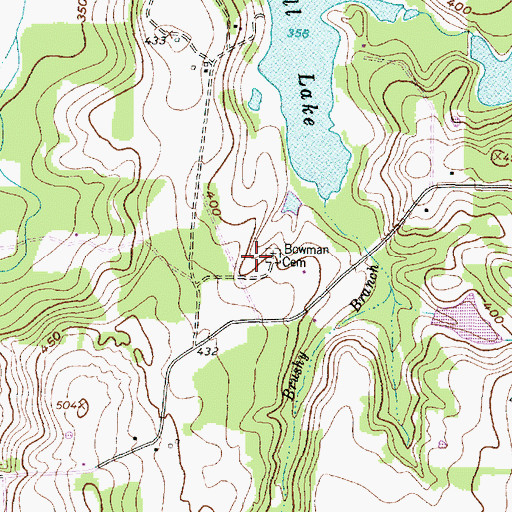 Topographic Map of Bowman Cemetery, TX