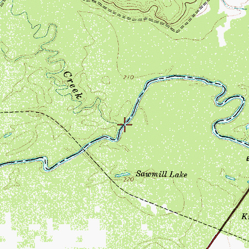 Topographic Map of Box Creek, TX