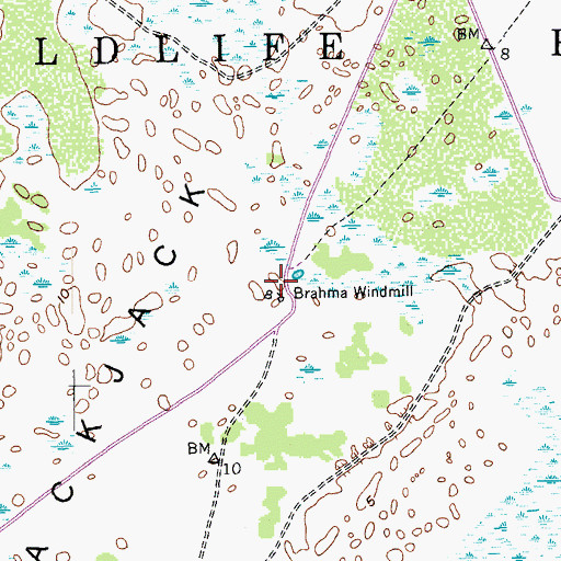 Topographic Map of Brahma Windmill, TX