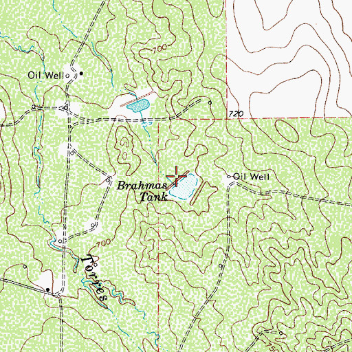 Topographic Map of Brahmas Tank, TX