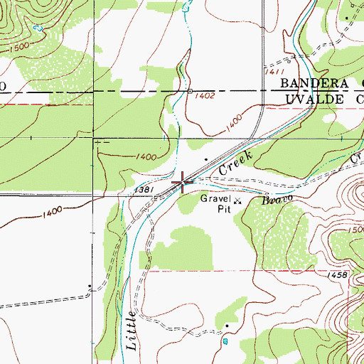 Topographic Map of Bravo Creek, TX