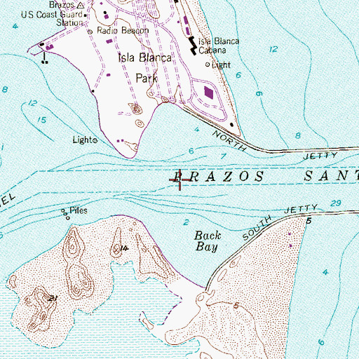 Topographic Map of Brazos Santiago Pass, TX
