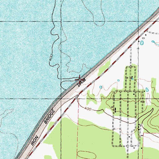 Topographic Map of Iron Bridge Dam, TX
