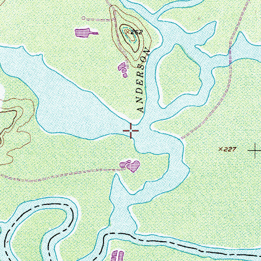 Topographic Map of Brooks Creek, TX
