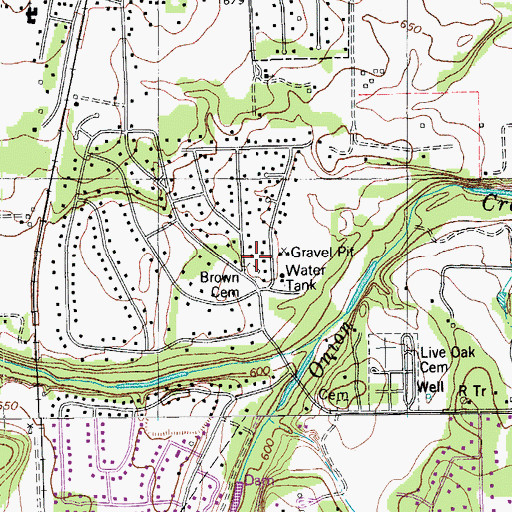 Topographic Map of Brown Cemetery, TX