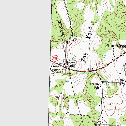 Topographic Map of Brown Chapel, TX