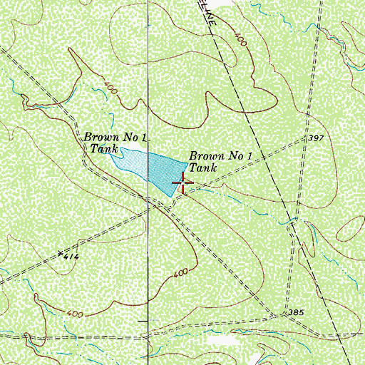 Topographic Map of Brown Number 1 Tank, TX