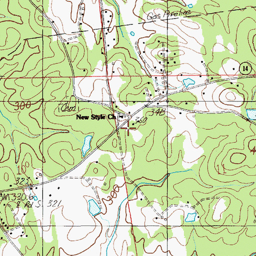 Topographic Map of New Style Church, AL