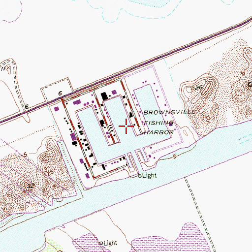 Topographic Map of Brownsville Fishing Harbor, TX