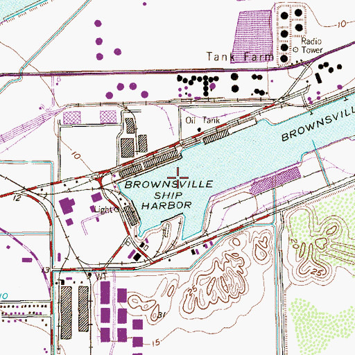Topographic Map of Brownsville Ship Harbor, TX