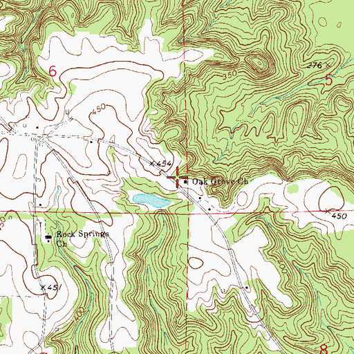 Topographic Map of Oak Grove School (historical), AL