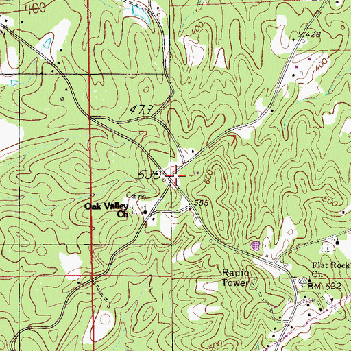 Topographic Map of Oak Valley (historical), AL