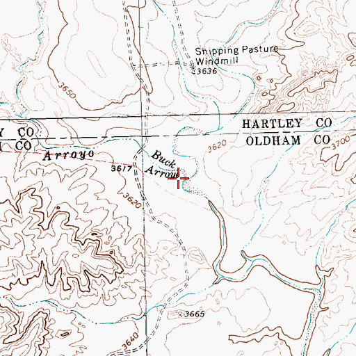 Topographic Map of Buck Arroyo, TX