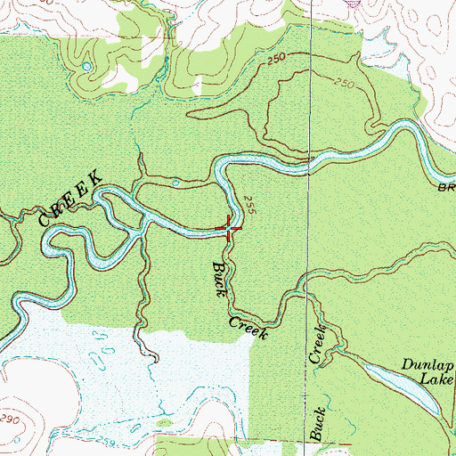 Topographic Map of Buck Creek, TX