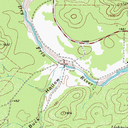 Topographic Map of Buck Hollow, TX