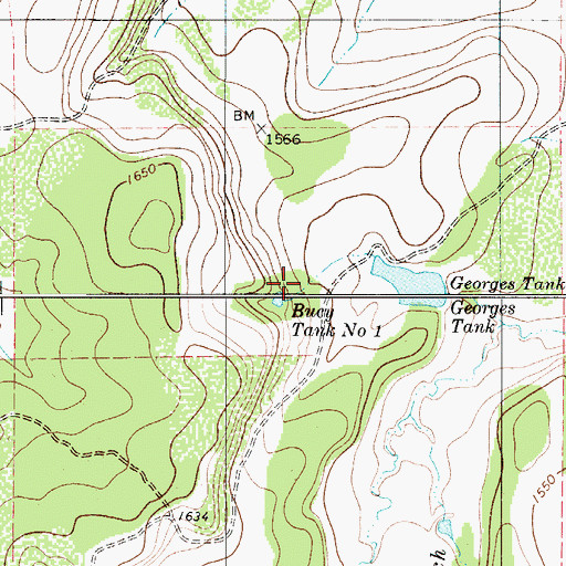 Topographic Map of Bucy Number One Tank, TX