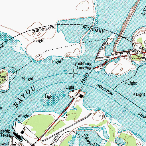 Topographic Map of Buffalo Bayou, TX