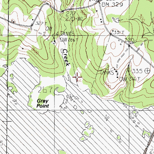 Topographic Map of Bull Creek, TX