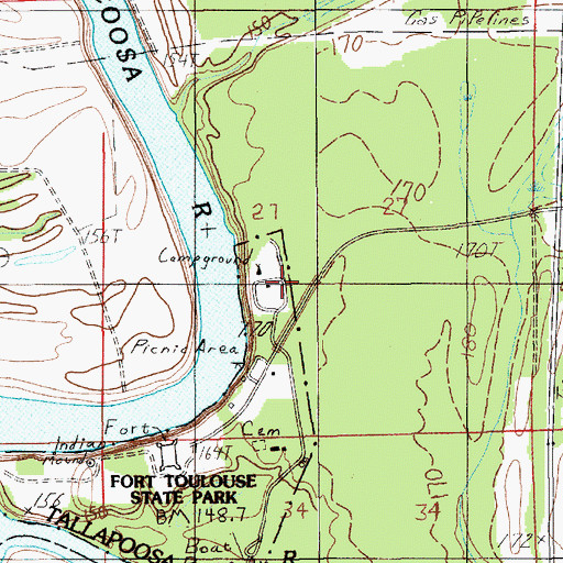 Topographic Map of Pakana (historical), AL