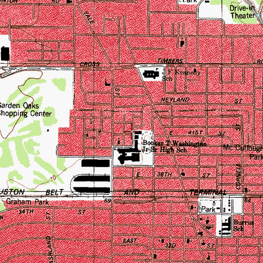 Topographic Map of Burgess School, TX