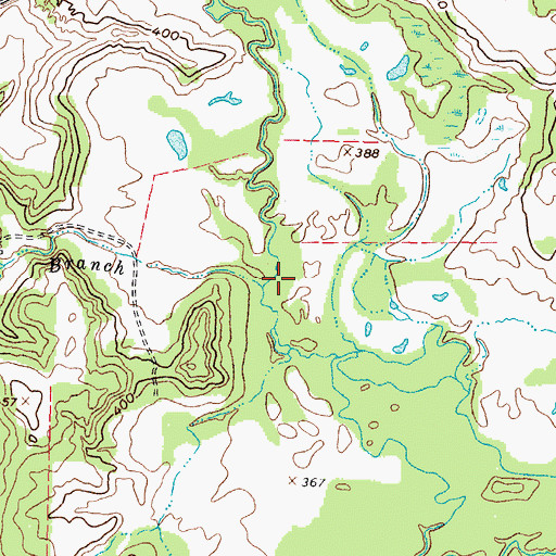 Topographic Map of Burleson Branch, TX