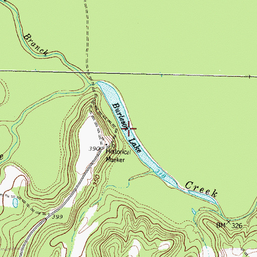 Topographic Map of Burleson Lake, TX