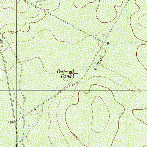 Topographic Map of Burros Tank, TX