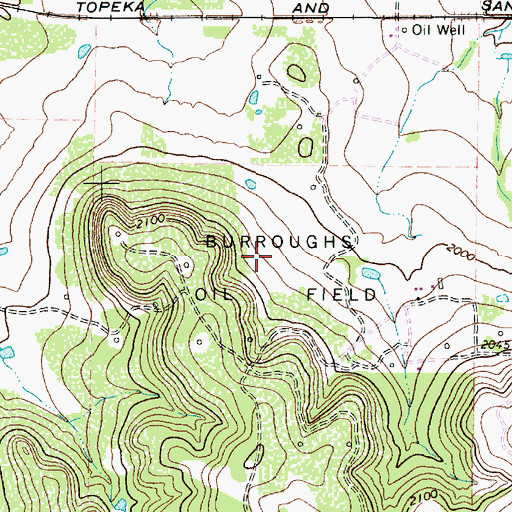 Topographic Map of Burroughs Oil Field, TX