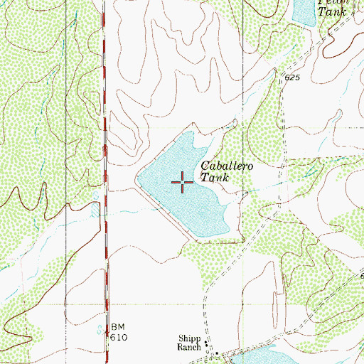 Topographic Map of Caballero Tank, TX