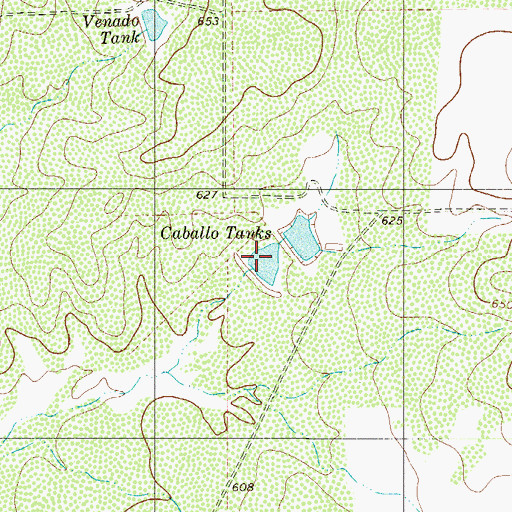 Topographic Map of Caballo Tank, TX
