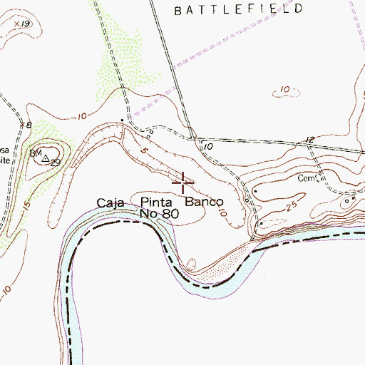 Topographic Map of Caja Pinta Banco Number 80, TX