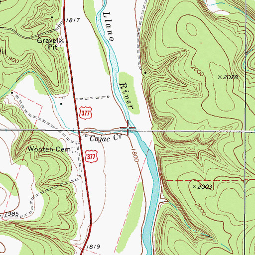 Topographic Map of Cajac Creek, TX