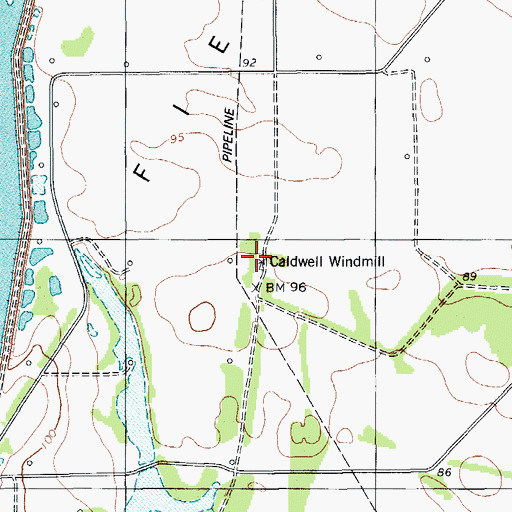 Topographic Map of Caldwell Windmill, TX