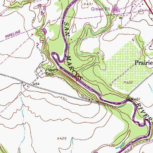 Topographic Map of Callihan Creek, TX