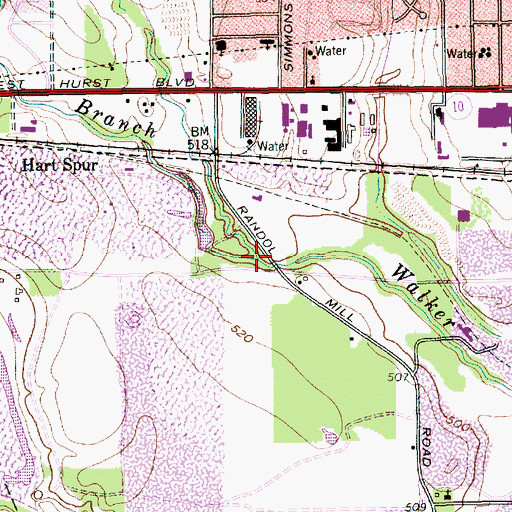 Topographic Map of Calloway Branch, TX