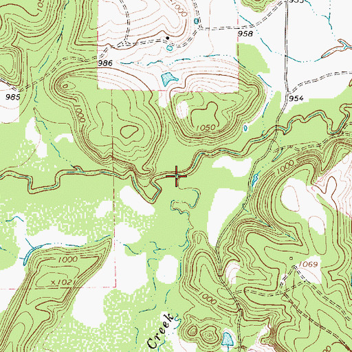 Topographic Map of Cameron Creek, TX