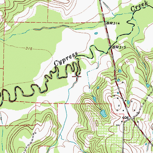 Topographic Map of Camp Branch, TX