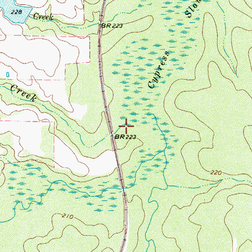 Topographic Map of Camp Creek, TX