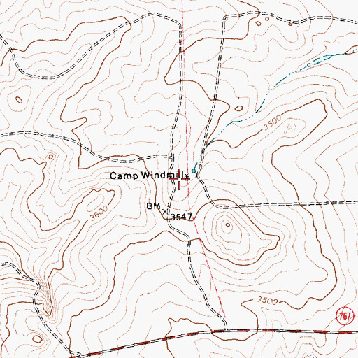 Topographic Map of Camp Windmill, TX