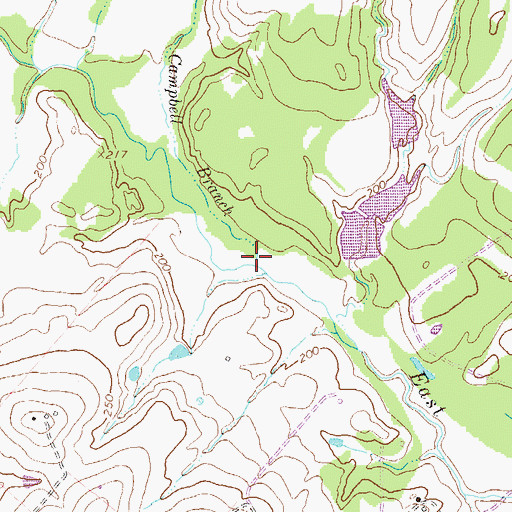 Topographic Map of Campbell Branch, TX