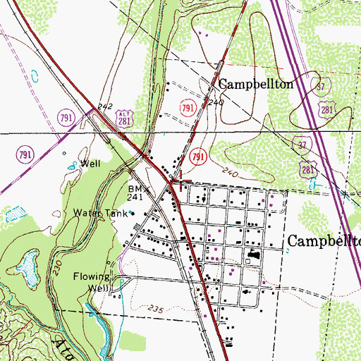 Topographic Map of Campbellton, TX