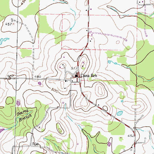 Topographic Map of Cana School, TX