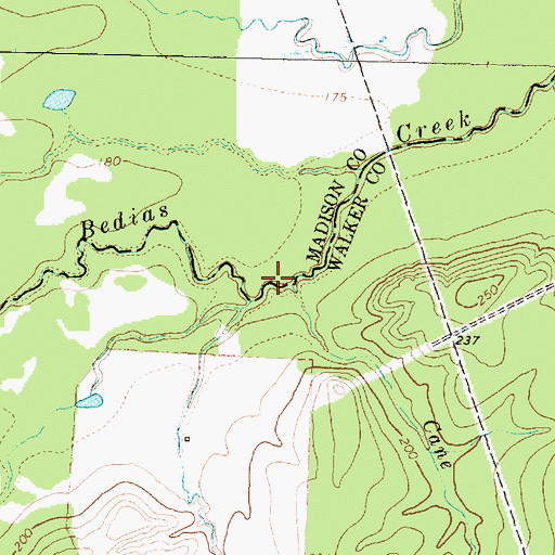 Topographic Map of Cane Branch, TX