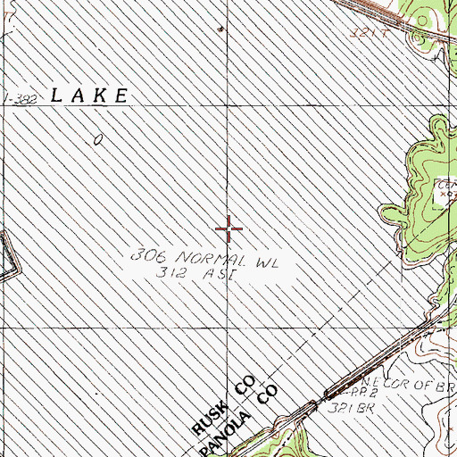 Topographic Map of Caney Branch, TX