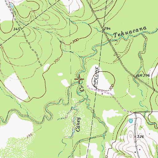 Topographic Map of Caney Creek, TX