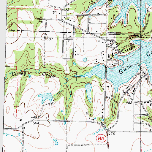 Topographic Map of Caney Creek, TX