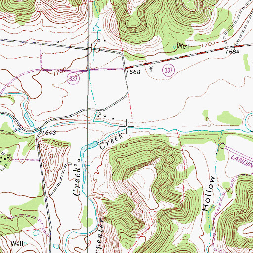Topographic Map of Carpenter Creek, TX