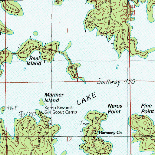 Topographic Map of Real Island Marina, AL