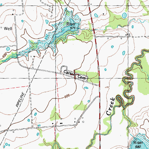 Topographic Map of Carson Cemetery, TX